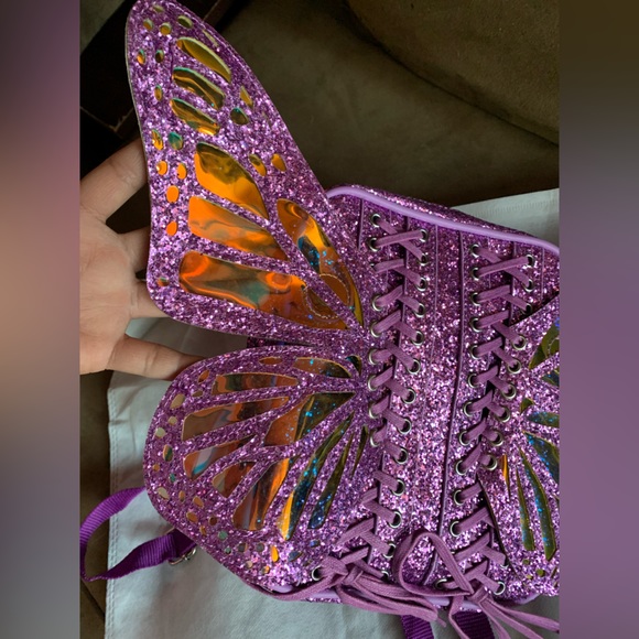 NEW Dolls Kill x Club Exx Violet Metamorphic Glitter
Backpack Shoulder Bag Purse - Picture 4 of 16